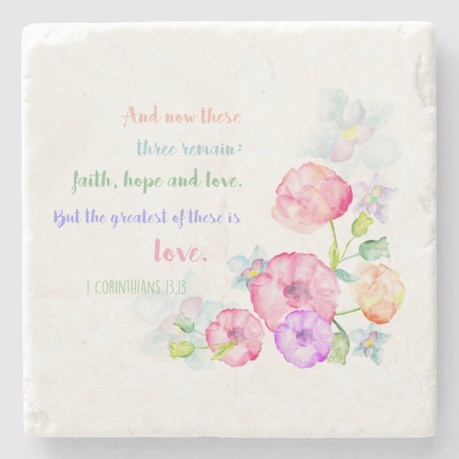 1 Korinther 13:13 Liebe Bibelverse Steinuntersetzer (Vorderseite)