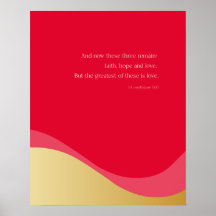 1 Korinther 13:13, Liebe, Wall Art, Red & Gold
