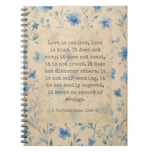 1. Korinther 13,4-5 Liebe ist geduldig Blumen Notizblock