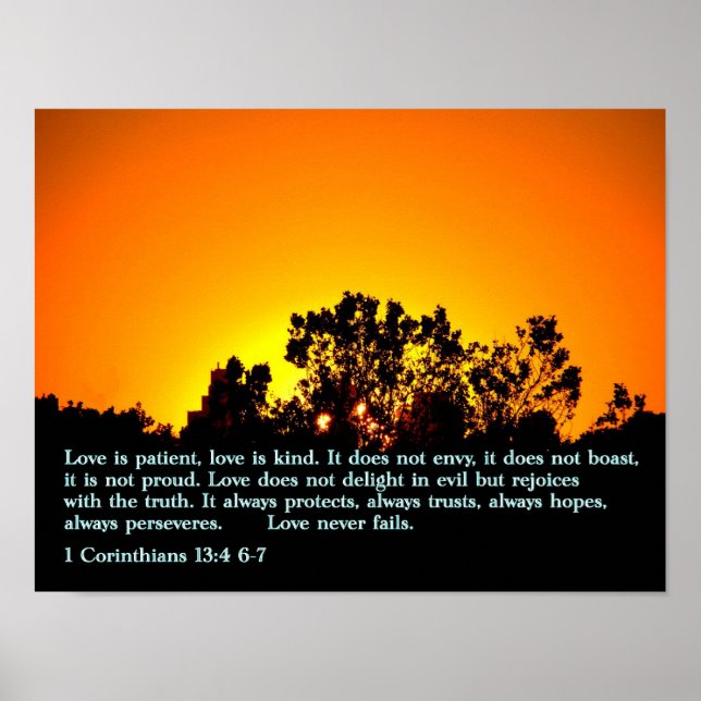 1 Korinther 13:4 6-7 Sonnenuntergang Poster (Vorne)