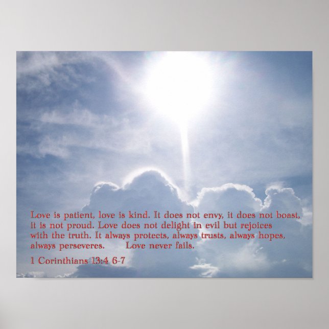 1 Korinther 13:4 6-7 Wolken Poster (Vorne)