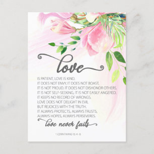1. Korinther 13,4-8 Liebe ist geduldig Rosa Magnol Postkarte