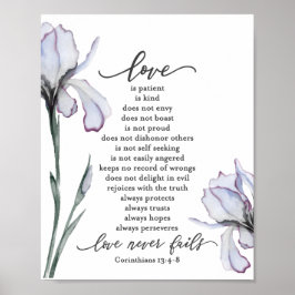 1 Korinther 13:4-8 Liebe ist Patient Lavendel Iris Poster