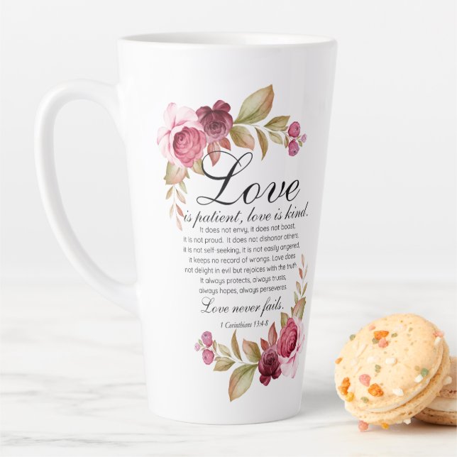 1 Korinther 13:4-8 Liebe ist Patientenblütenbibel Milchtasse (Beispiel)