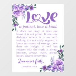 1 Korinther 13:4-8 Liebe Patienten Lila Fensteraufkleber