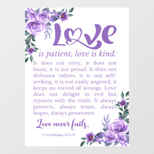 1 Korinther 13:4-8 Liebe Patienten Lila Fensteraufkleber