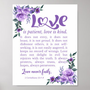 1 Korinther 13:4-8 Liebe Patienten Lila Poster