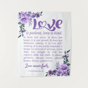 1 Korinther 13:4-8 Liebe Patienten Lila Wandteppich
