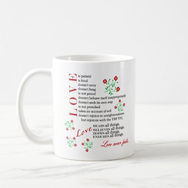 1 Korinther 13 4 8% pipe% Liebe ist geduldig…. Kaffeetasse (Links)