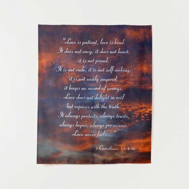 1 Korinther 13; 4-8a | inspirierend Wandteppich (Vorderseite)