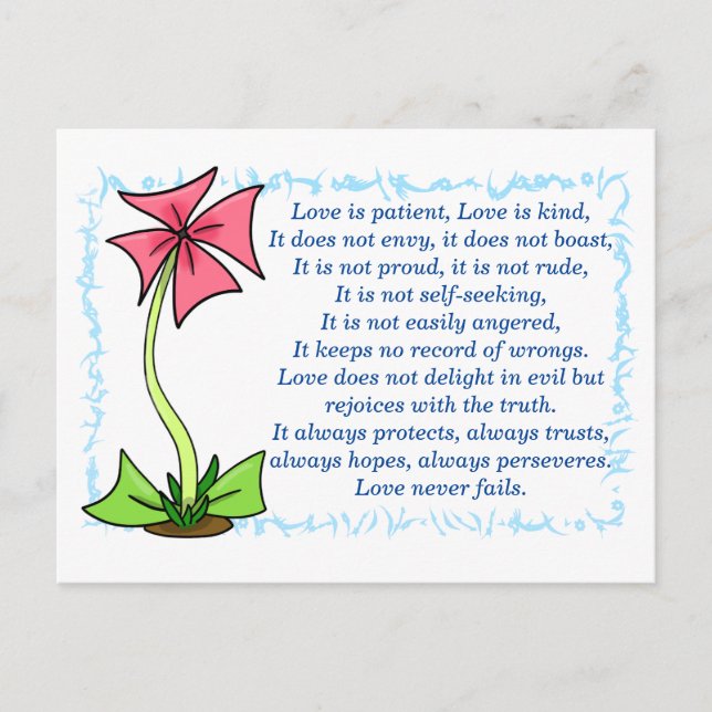 1 Korinther 13:4-8a Liebe ist Postkarte (Vorderseite)