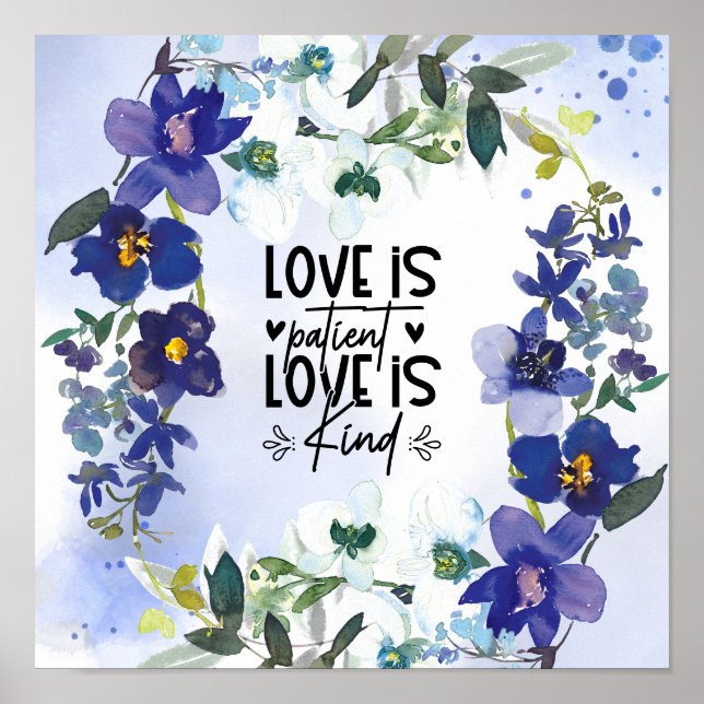 1 Korinther 13:4 Liebe ist Patient Lila Poster (Vorne)