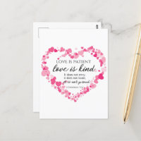 1 Korinther 13:4 Liebe ist Patient rosa Herzen