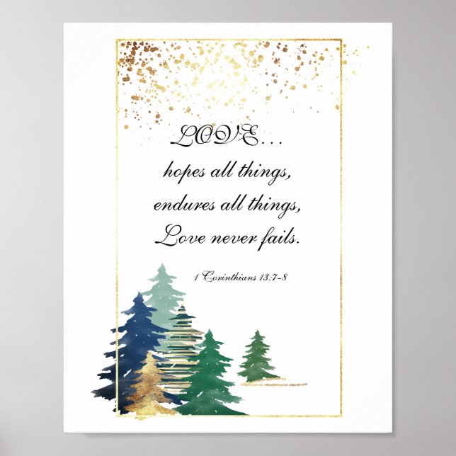 1 Korinther 13:7-8 LIEBE... hofft alles Bibel Poster (Vorne)