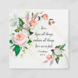 1 Korinther 13:7-8 Liebe Versage nie Rose Quadratische Visitenkarte