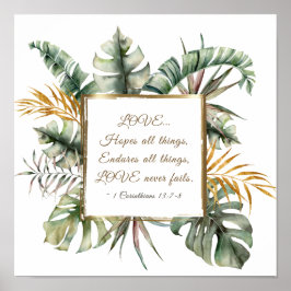 1 Korinther 13:7-8 Liebe Versage niemals tropisch Poster