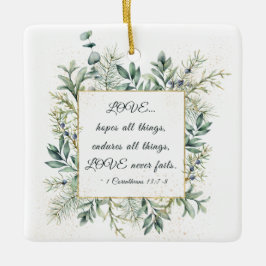 1 Korinther 13:7-8 Wintergrün Weihnachten Keramikornament