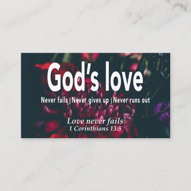 1 Korinther 13:8 LIEBE VERSAGE NIE Schrift Visitenkarte (Vorderseite)