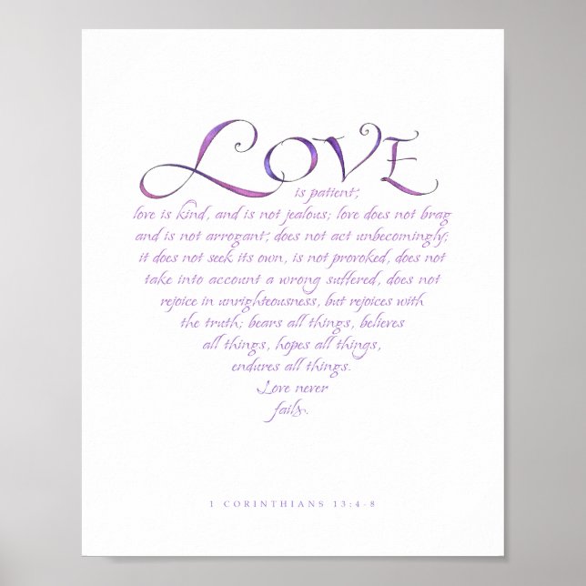 1 Korinther 13 Herz geformt Print Poster (Vorne)
