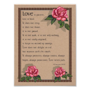 1 Korinther 13: Liebe: Bibel: Rosa Rosen Fotodruck