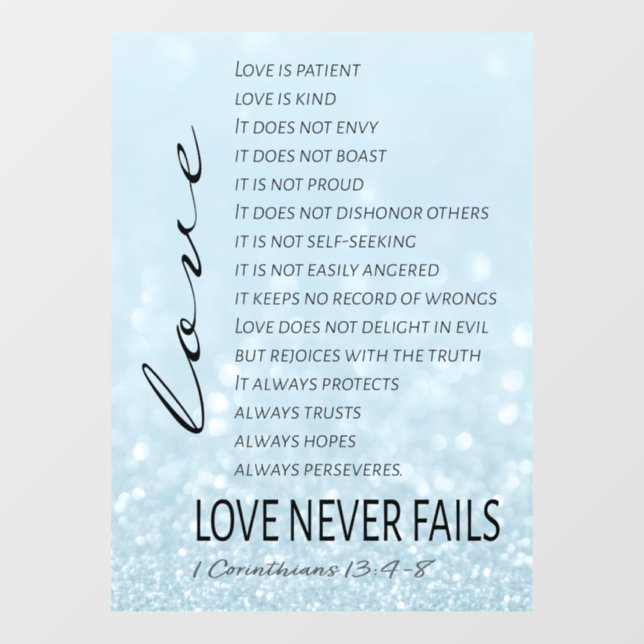 1 Korinther 13 Liebe ist Bibelverse Fensteraufkleber (Blatt)