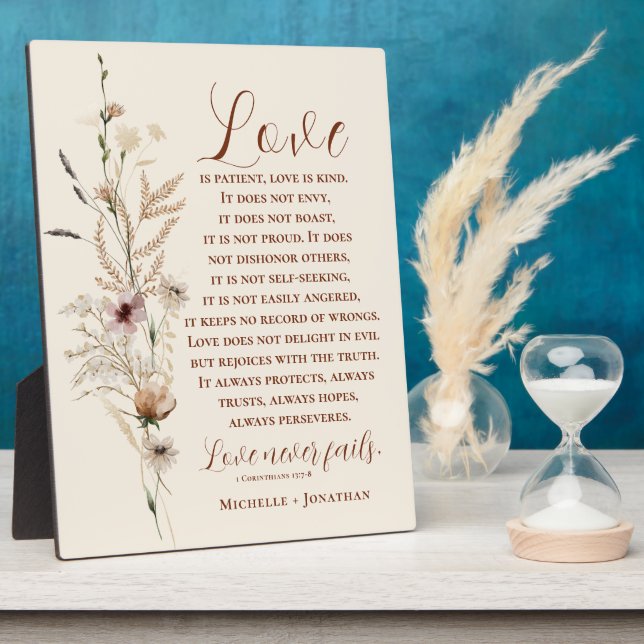 1 Korinther 13 Liebe ist Gedenkbibel Hochzeit Fotoplatte (Seite)