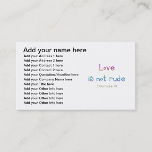 1 Korinther 13 - Liebe ist nicht unhöflich Visitenkarte