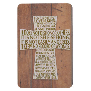 1 Korinther 13 Lieben Kreuz Rustikales Holz Magnet