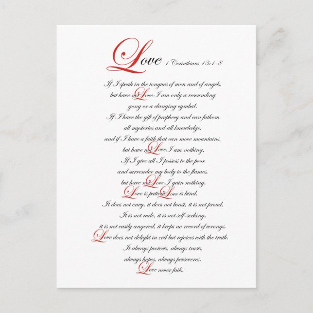 1 Korinther 13 Postkarte (Vorderseite)