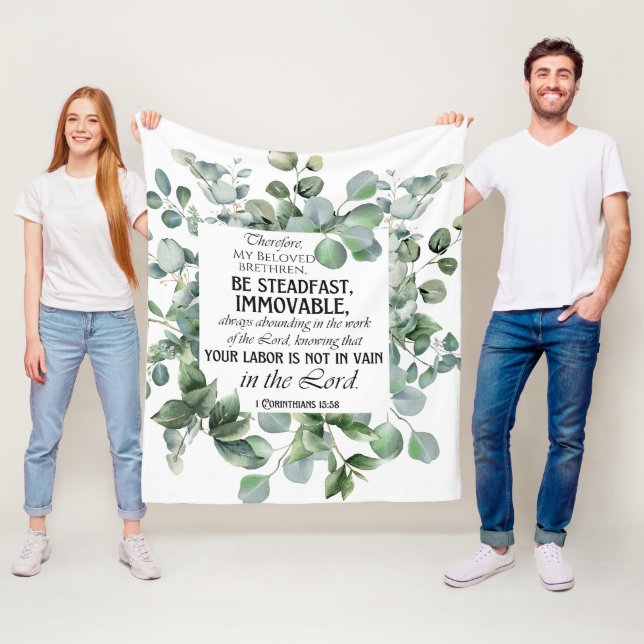 1 Korinther 15:58 Inspirational Verse Eukalyptus Fleecedecke (Beispiel)