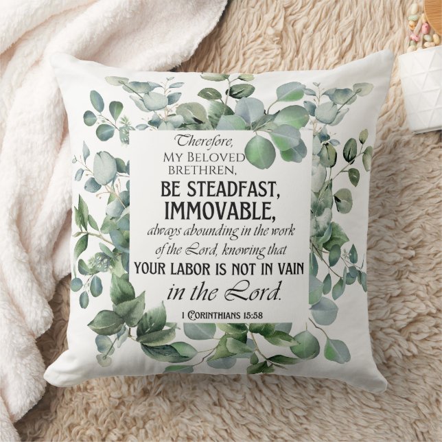 1 Korinther 15:58 Inspirational Verse Eukalyptus Kissen (Decke)