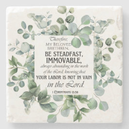 1 Korinther 15:58 Inspirational Verse Eukalyptus Steinuntersetzer