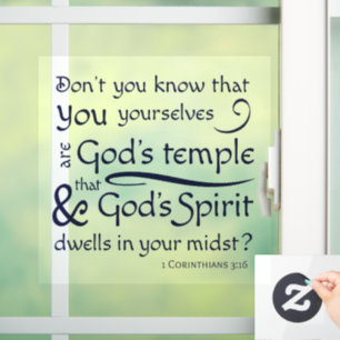 1 Korinther 3:16 Du bist Gottes Tempel Fensteraufkleber