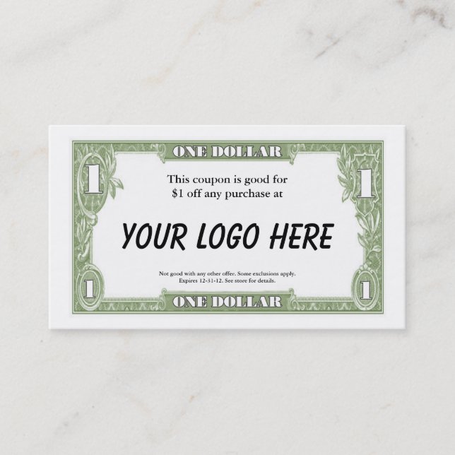 $1 Kupon-Karte Rabattkarte (Vorderseite)