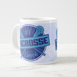 #1 Lacrosse Coach (blau) Jumbo-Tasse