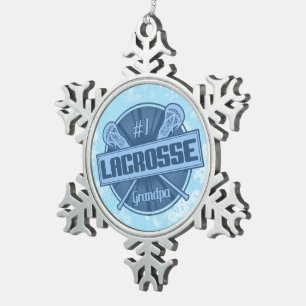 #1 Lacrosse Grandpa Weihnachtsbaum Schneeflocken Zinn-Ornament