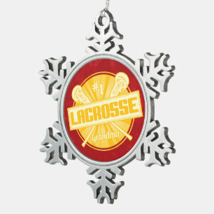 #1 Lacrosse Oma Weihnachtsbaum Schneeflocken Zinn-Ornament