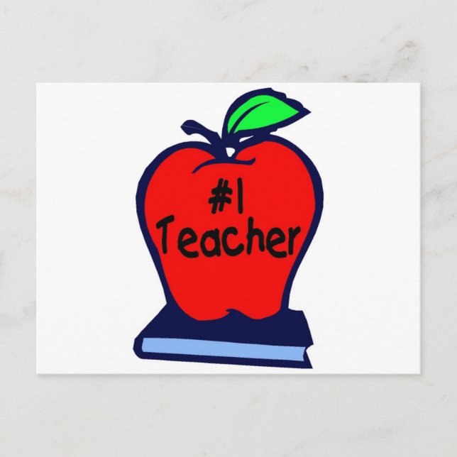 1 Lehrer (Apple/Bücher) Postkarte (Vorderseite)