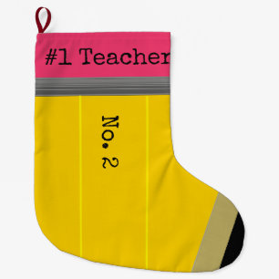 #1 Lehrer - No2 Pencil Christmas Strumpf Großer Weihnachtsstrumpf