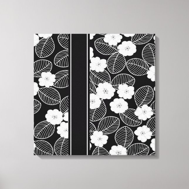 1 Leinwand Schwarz-weiß Trim Damask Floral (a) (Vorderseite)