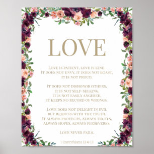 1 Liebe-Bibel-Vers der Korinther-13 mit Blumen Poster