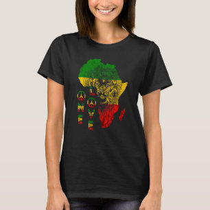 1 Liebe Lion Rasta Reggae Africa Map Lion of Juda T-Shirt