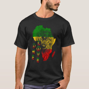 1 Liebe Lion Rasta Reggae Africa Map Lion of Juda T-Shirt
