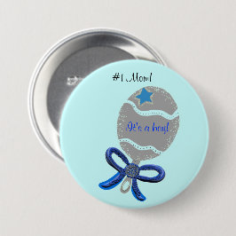 #1 Mama for New Baby Boy Blue Button