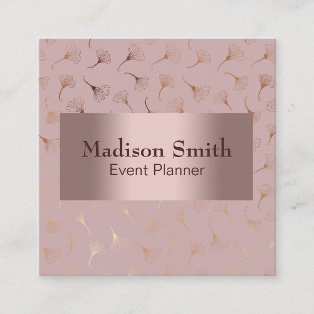 1 Moderne Rose Gold handgezeichnete Blüte Quadratische Visitenkarte (Vorderseite)