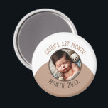 1. Monat des benutzerdefinierten Fotos für Baby Na Magnet<br><div class="desc">Perfekte Magnete zum Feiern des 1. Monats Ihres Babys. Passen Sie das Foto, den Namen und das Jahr Ihres Babys an. Sie können auch die Farben des Textes und des Hintergrunds ändern.</div>