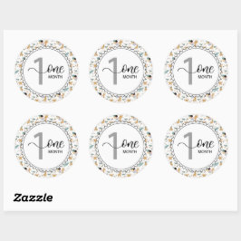 1 Monat Meilenstein Baby Giraffen und Balloons Runder Aufkleber