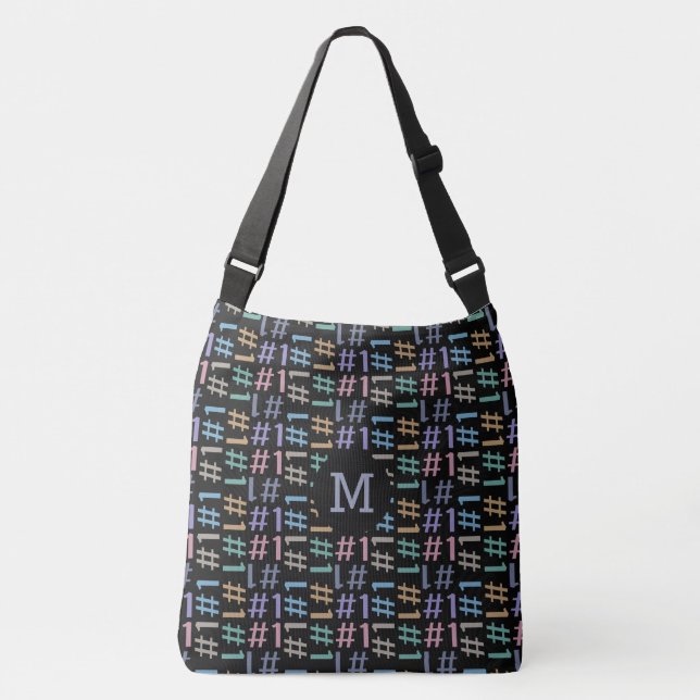 "# 1" Muster benutzerdefinierter Monogramm-Beutel Tragetaschen Mit Langen Trägern (Vorderseite)