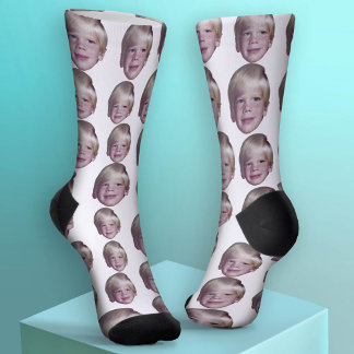 1 Muster des schwebenden Kopfes hinzufügen - Weiß Socken