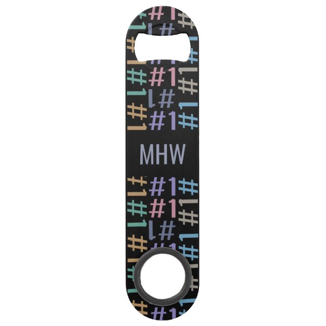 "# 1" Muster für benutzerdefinierte Monogramm-Flas Speedflaschenöffner (Vorderseite)